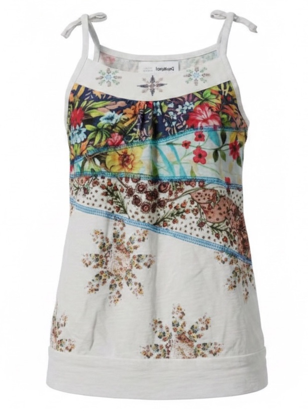 Desigual Girls Floral Patchwork Cotton Camisole Tank Top - Size 5/6